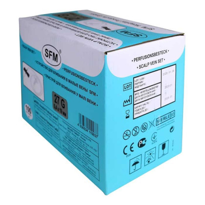 Фото товара Устройство для вливания в малые вены - игла-бабочка 27G (0,40х19мм) SFM, 100 шт/уп