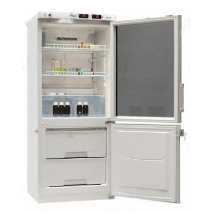 Фото товара Холодильник комбинированный лабораторный ХЛ-250(ТС) ПОЗиС (170/80 л) с тонированной стеклянной и металлической дверью