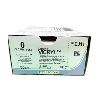 Шовный материал ВИКРИЛ 0. 50 см фиолетовый эндопетля Ethicon Фото товара Шовный материал ВИКРИЛ 0. 50 см фиолетовый эндопетля Ethicon