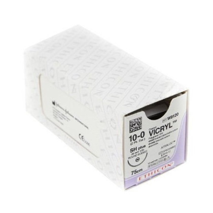 Шовный материал ВИКРИЛ 10/0. 10 см. фиолетовый CS Ultima 6.5 мм. 3/8 Ethicon Фото товара Шовный материал ВИКРИЛ 10/0. 10 см. фиолетовый CS Ultima 6.5 мм. 3/8 Ethicon