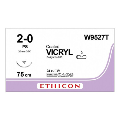 Шовный материал ВИКРИЛ 2/0. 75 см неокрашенный Прайм обр.-реж. 26 мм. 3/8 Ethicon Фото товара Шовный материал ВИКРИЛ 2/0. 75 см неокрашенный Прайм обр.-реж. 26 мм. 3/8 Ethicon