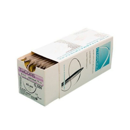 Фото товара Шовный материал Тисорб 100 плетеный М 4 (1) петля, игла обратно-режущая, 80 мм, 3/8