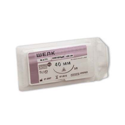 Фото товара Шовный материал Шелк М 3 (2/0), игла колющая, 30 мм, 1/2