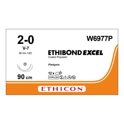 Шовный материал ЭТИБОНД Эксел 2/0. 90 см. зеленый + прокладки 6х3х1.5мм Кол.-реж. 26 мм х 2. 1/2 Ethicon Фото товара Шовный материал ЭТИБОНД Эксел 2/0. 90 см. зеленый + прокладки 6х3х1.5мм Кол.-реж. 26 мм х 2. 1/2 Ethicon