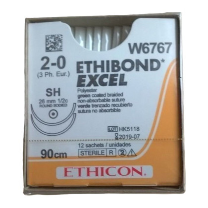 Шовный материал ЭТИБОНД Эксел 2/0. 90 см. зеленый Кол. 26 м м х 2. 1/2 Ethicon Фото товара Шовный материал ЭТИБОНД Эксел 2/0. 90 см. зеленый Кол. 26 м м х 2. 1/2 Ethicon