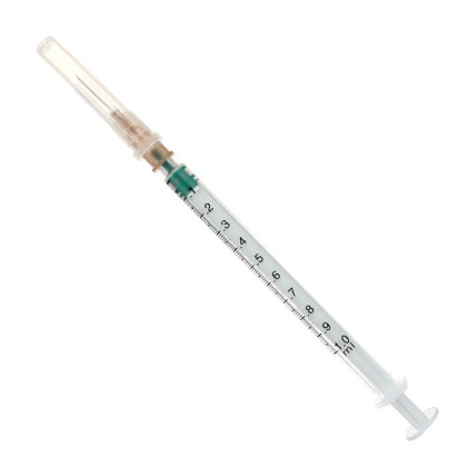 Фото товара Шприц - 1мл. (3-х) SFM, одноразовый стерилизованный с надетой иглой 0,45 x 12 - 26G, упаковка №20 (БЕЗ ЛАТЕКСА) ( блистер), 20 шт