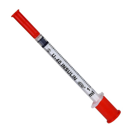 Фото товара Шприц 1,0 мл. инсулиновый U - 40 (3-х) SFM, одноразовый стерилизованный с интегрированной иглой 0,30 х 8,0 - 30G № 10 (полибэг), 100 шт