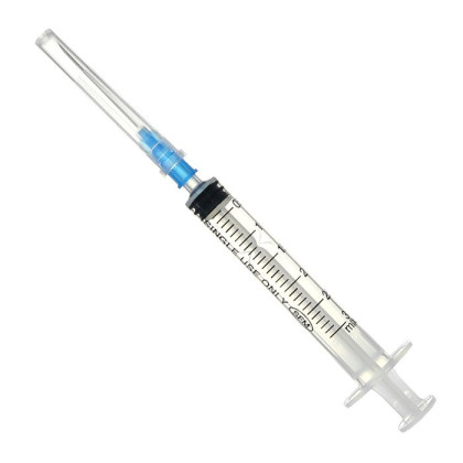 Фото товара Шприц 3мл. (3-х) SFM, одноразовый стерилизованный с надетой иглой 0,6 x 30 - 23G (блистер), 100 шт