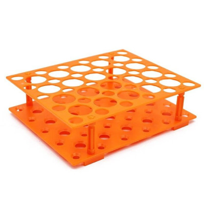 Штатив пластиковый для пробирок на 50мл и 15мл, по 20 отверстий, оранжевый, ПП Фото товара Штатив пластиковый для пробирок на 50мл и 15мл, по 20 отверстий, оранжевый, ПП