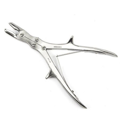 Щипцы костные-кусачки шарнирные с двойной передачей с круглыми губками изогнутые по плоскости Surgicon Фото товара Щипцы костные-кусачки шарнирные с двойной передачей с круглыми губками изогнутые по плоскости Surgicon