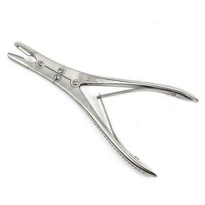 Щипцы костные-кусачки шарнирные с двойной передачей с узкими губками изогнутые по плоскости Фото товара Щипцы костные-кусачки шарнирные с двойной передачей с узкими губками изогнутые по плоскости